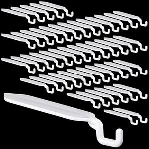 Yinkin 50 Pcs Flat 3" Light Hooks Plastic Hooks Christmas Light String Hanging Patio for Solid Insulated Aluminum String Hanging up to 4 Lbs