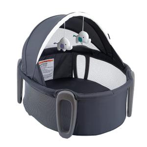 Pamo babe Portable Bassinet and Play Space Baby Dome with Toys and Canopy Travel Crib for Newborn (Deepgrey)