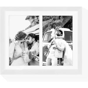 8.5x11 Oak Wood Picture Frame - Minimalist 8.5x11 Picture Frame with Mat Display 2Pcs 5x7 Photos, 5x7 Picture Frame Wood, Natural Solid Wooden Picture Frames(1 Pack, White)