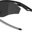 Polarized Sports Sunglasses for Men Women, Wrap Around Sun Glasses for Running Cycling Baseball Fishing Golf Hiking (Black)