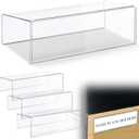 Kathfly 4 Pcs Clear Acrylic Cubicle Name Plate Holders 8.5" L x 2.5" W - Fits 3" Cubicle Wall, Single Sided Sign Holder Plastic Nameplate for Office Home Classroom Library Display