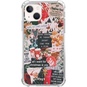 Winter Collage Christmas Case for iPhone 14, Retro Aesthetic Christmas Tree and Gingerbread Case for Girls Women Men, Unique Trendy TPU Bumper Cover Case for iPhone 14