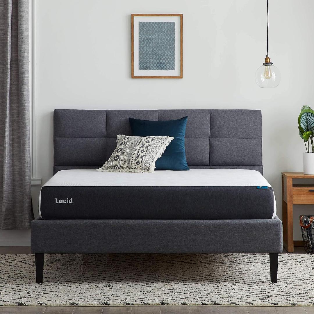 Lucid 8 Inch Memory Foam Mattress - Medium Firm Feel - Infused with Refreshing Bamboo Charcoal and Cooling Gel - Bed in a Box - Temperature Regulating - Pressure Relief - Breathable - Twin Size