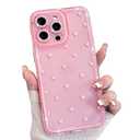 Lovmooful Compatible for iPhone 14 Pro Max Case Sparkly Cute Clear Heart with Glitter Bling Design Bumper Protector for Girls Women Soft TPU Shockproof Protective Girly for iPhone 14 Pro Max-Pink