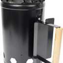 Charcoal Chimney Starter for Outdoor Cooking Barbecue BBQ Quick Rapid Fire Briquette Starters Can Black with Wooden Handle