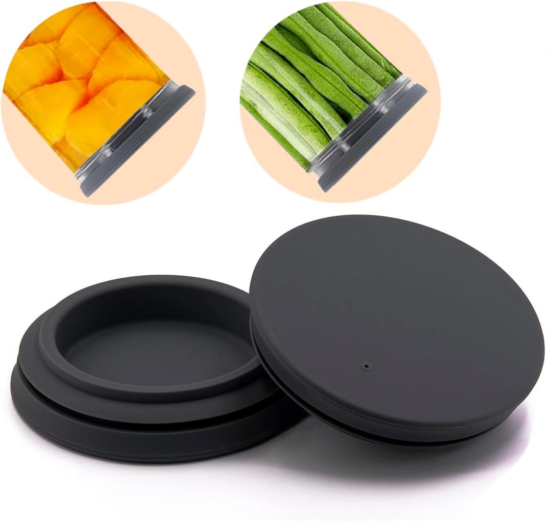 Wide Mouth Mason Jar Lids - Large Mouth Canning Lids Fit for All Wide Mouth Mason Jars,Food Grade Silicone Mason Jar Caps,Dishwasher Safe,Leak Proof Reusable Lids,2 Pack