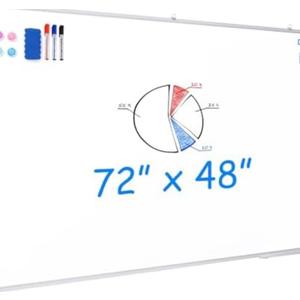 Maxtek White Board Dry Erase 72 x 48, Magnetic Dry Erase Whiteboard for Wall 6' x 4' Wall-Mounted Aluminum Frame Versatile Presentation Marker Board with a Long Pen Tray for Classroom, Office & Home