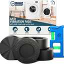 Anti Vibration Pads for Washing Machine with Tank Tread Grip | 4 Pack + Level | Fits Most Round Feet up to 1.75 | Stops Washer Dryer from Moving | Rubber Antivibration Stabilizer for Leveling Washer