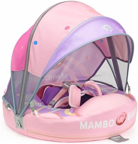 3 Swim Method Add Bed More Comfortable Mambobaby Float with Tail and Canopy Non-Inflatable Baby Swim Float Mambo Float Smart Swim Trainer Infant Swim Pool Float Swim Ring for 3-24months Girls Boys