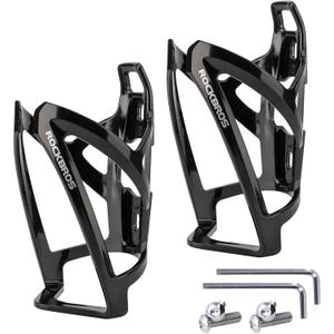 ROCKBROS Bike Water Bottle Holder Ultra-Light Bicycle Bottle Cages with Screws Tool, Universal Bike Cup Holder for Road MTB Mountain Bikes Cycling Accessories2 Pack (Black+Black)