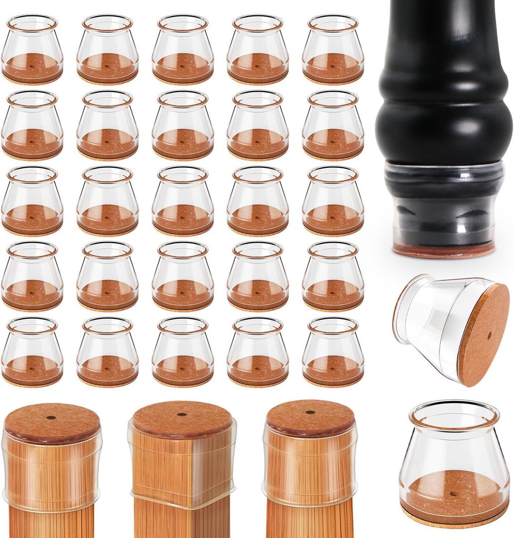 Ansible 24 pcs Chair Leg Floor Protectors, Silicone Felt Furniture Leg Pads Caps Covers for Hardwood Floors (Fit Round Diameter 1-5/16" to 2")