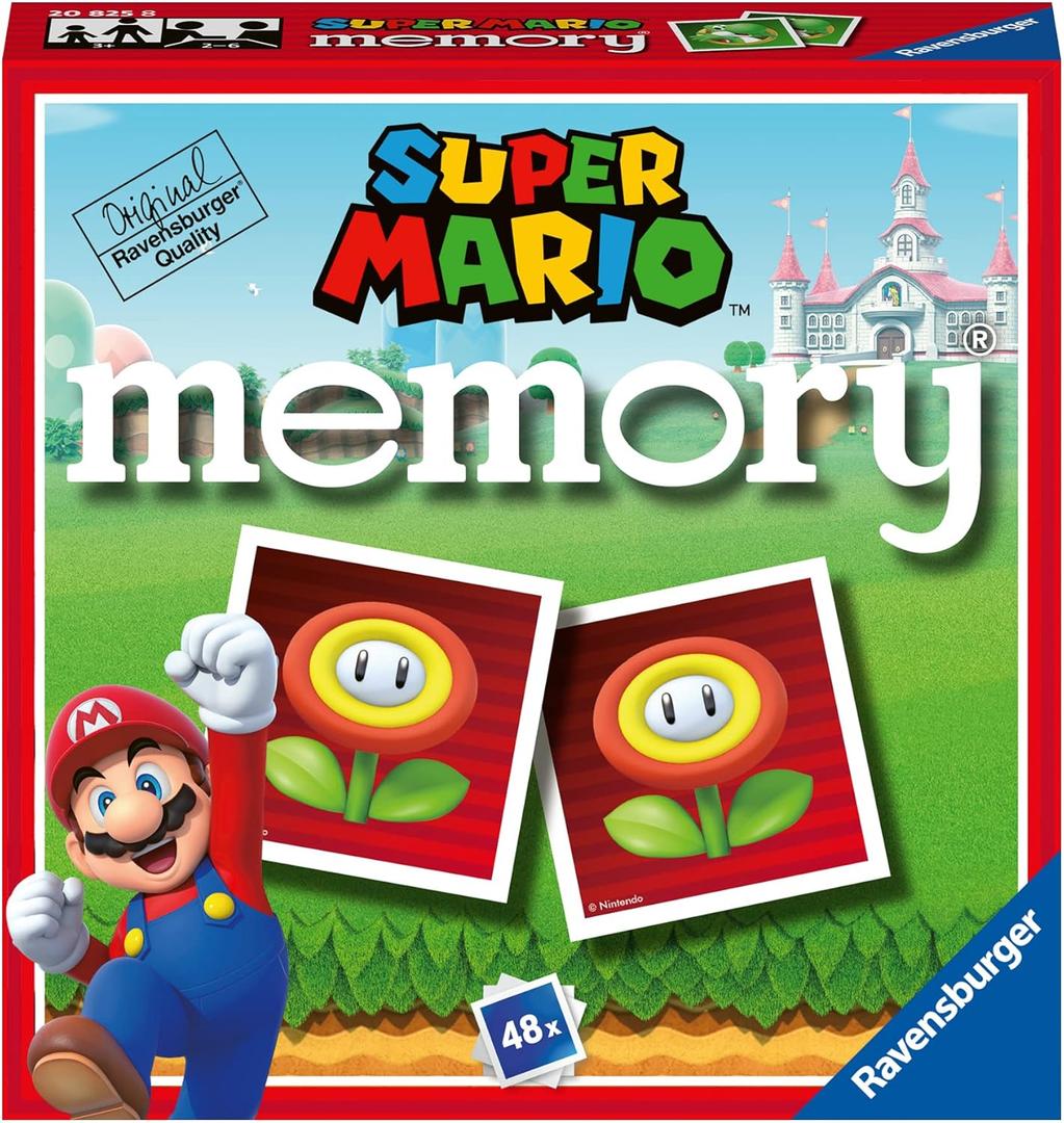 Ravensburger - Memory Super Mario, Board Game, Memory Game for Children 3 Years or Older, 48 Cards, 2 to 6 Players, Italian Version