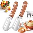 2 x 3-in-1 Stainless Steel Vegetable Peeler & Julienne Cutter with Bottle Opener - Multifunctional Kitchen Gadget for Fruits, Veggies, Camping & Daily Home Cooking(2-Pack) reddish