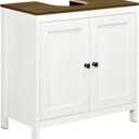 kleankin Modern Bathroom Sink Cabinet, Floor Standing Under Sink Cabinet, Freestanding Storage Cupboard with Adjustable Shelf, Double Doors, Antique White