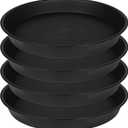 4 Pack of 19 inch Plant Saucer Drip Tray, 19 inch Heavy Duty Large Deep Plant Saucers for Pots, Plastic Flower Planter Water Trays for Indoors Outdoor (19", Black)