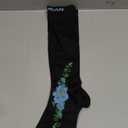 Physix Gear Compression Socks 20-30 mmHg - Men & Women - Running, Nurses, Shin Splints, Flight, Travel (Black/Blue Flower, S/M)