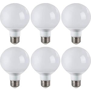 Lxcom Lighting G60 LED Light Bulb 3W Globe Bulbs 25W Incandescent Bulb Equivalent E26/E27 Base Daylight White 6000K 300LM LED Small Vanity Light for Makeup Mirror Home Lighting, 6 Pack