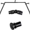 TONIAL Bay Window Curtain Rods, 36 to 72 Inch Center Rod for Windows, 20 to 36 Inch Side Rods for Window 3/4 Inch Decoratice Drapery Rods with Small Cap End, Black