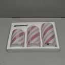 Red Glitter Striped LED Flameless Candles Set of 3, Battery Operated Real Wax Pillar Candles with Timer, Christmas Flickering Candles for Holiday Party Decoration (D3 x H4 5" 6")