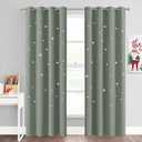 NICETOWN Kids Blackout Curtains for Nursery, Thermal Insulated Window Drapes with Star Hollow Out, Noise Reducing Grommet Curtains for Baby, 52 x 84 Inches, 1 PC, Sage Green