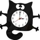 MYCENSE Cat Shaped Wall Clock Non-Ticking Battery Operated Art Clock for Bedroom Kitchen Decoration