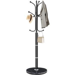 EZIVIEZ Modern Coat Rack Stand, Metal Freestanding Coat Rack with Natural Marble Base, Heavy-Duty Coat Racks with 12 Hooks,Black Coat Hanger Tree Stand for Office, Entryway, Hallway
