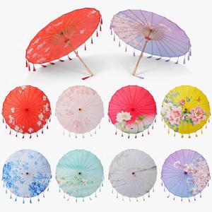 8 Pcs Chinese Oil Paper Umbrellas with Tassels 32 Inch Silk Oriental Japanese Parasol Chinese Art Asian Style for Happy Wedding New Year Party Photography Costume Cosplay Decoration