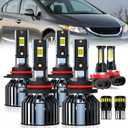 For 2006-2013 & 2014-2015 Sedan Honda Civic light Bulbs, 9005 High Beam 9006 Low Beam H11 Fog Light License Plate Lights Combo, 8PCS