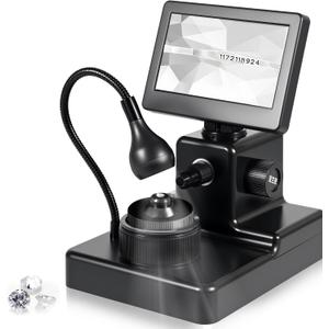 4.3 inch LCD Digital Microscope, Rechargeable Portable Lab Soldering Coin Microscope, 50-1000X Pro Diamond Tester with Multi-Angle LED Fill Light for Diamond Laser Inscription Girdle Viewer Jewelers