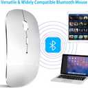 Wireless Mouse for Laptop, Bluetooth Mouse for MacBook Pro/Air/Mac/iPad/Chromebook/Computer -Rechargeale Dual Mode(USB 2.4Ghz + Bluetooth 5.2) Silent Cordless Mice with USB C Adapter,Silver