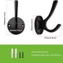 TUNNY 3 Pack Round Coat Towel Hooks - Matte Black Coat Hooks for Hanging Coats Towel Hooks for Bathroom Wall Mounted Zinc Alloy Bath Towel Hooks Robe Clothes Hook Holder Heavy Duty Wall Hooks