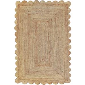 Jute Area Rug - 2' X 3' Feet Scalloped Pattern Natural for Home Decor Item for Living Room Hallways Bedroom and Kitchen (Natural Colour 2' X 3')