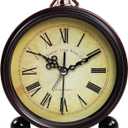 Vintage Analog Alarm Clock, 5.25 inch Small Silent Desk Clock with Night Light, Battery Operated for Table, Bedroom, Bedside, Living Room, Gift Clock (Classic2046)