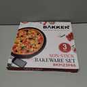 BAKKENMASTER Bakken Swiss Pizza Tray Set 3-Piece  Gray Coating, Non-Stick, Round Steel Pizza Pans - Dishwasher Safe, Premium Bakeware for Home Cooking