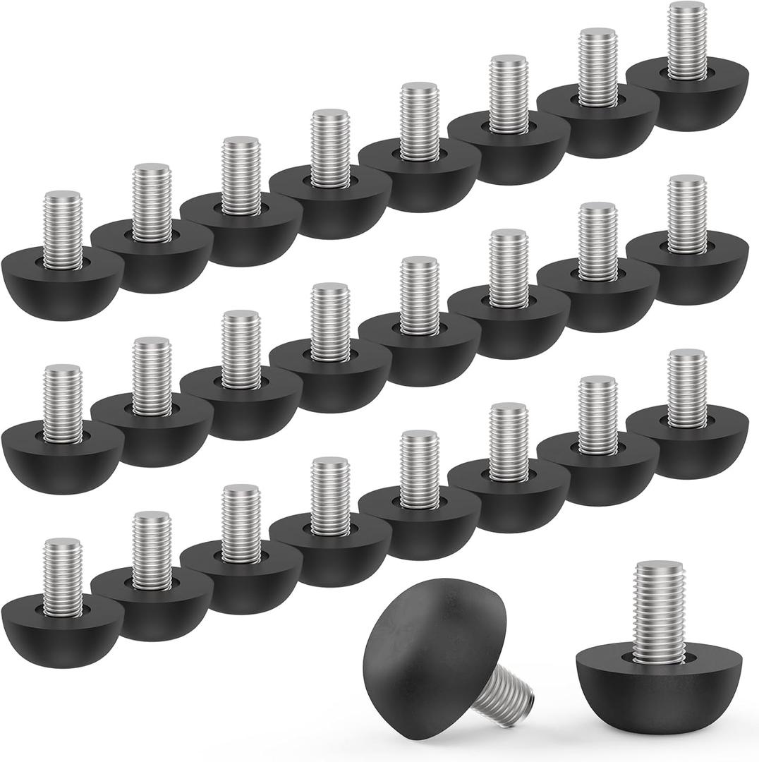 M8 Adjustable Furniture Leg, 8mm x 1.25 Stainless Steel Screw-in Leveling Feet Glides, Outdoor Patio Furniture Legs Leveler Replacement for Table, Chair, Desk, Cabinet (24Pcs)