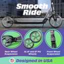 Skidee Adult & Teen Scooter Adjustable Height, Folding, Large Wheels, Lightweight, Durable, Anti-Shock Suspension, Up to 220 lbs
