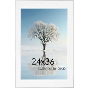 24x36 Metal Picture Frame For Wall With Mat For 20x30, 24''x36'' Aluminum Photo Frames With Tempered Glass For Home Decor, Minimalist Modern Poster Frame Horizontal And Vertical Formats, Silver