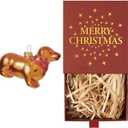 WDS WONDROUS Puppy Ornaments for Christmas Tree, Glass Dog Ornament Cute, Unique Gold Christmas Decor, Xmas Ornaments for Tree Winter Holiday Decor(3.54)