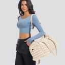 Quilted Travel Duffle Bag for Women Medium Weekender Bag Puffer Overnight Bag Large Soft Puffy Duffel Bag Carry-On Gym Bag Lightweight Personal Item Travel Bag for Trips Business Sport Airplane