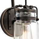 Kichler Brinley 11.5" Wall Sconce in Olde Bronze, 1-Light, Vintage Wall Mount Light with Clear Glass, (11.5" H x 5" W), 45576OZ