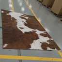 DweIke Washable Area Rugs for Living Room, 6x9 Large Soft Bedroom Rugs, Cowhide Print Non-Slip Animal Rug, Stain Resistant Throw Carpet for Office Nursery Dining Room Western Home Decor, Brown