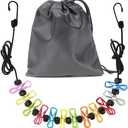 ClotheslineRetractable Portable Clothesline for TravelClothing line with 12 Clothes Clipsfor Indoor and Outdoor Laundry Drying lineOutdoor Camping Accessories (Colors)