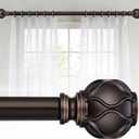 WIN4ALL Bronze Heavy Duty Curtain Rods for Windows 66 to 120 inch, 1 Inch Adjustable Decorative Long Curtain Rods For Bedroom, Living Room (Bronze,16"-120)