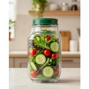 Salad Pod with Side Opening  Leakproof Salad Container for Lunch with Dressing Cup, Portable Mason Style Jar Bowl for Meal Prep, Travel, Work and Fresh Jar Storage On-the-Go
