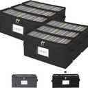 6 Pack Fabric CD Storage Box with Clear PVC Lid, Holds 35 Standard CD Cases, Zipper Closure for Dust Protection, Portable CD Organizer for Music Collection, Black