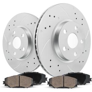 Rear Brake Pads And Rotors Kit Compatible With 2009-2017 Chevrolet Traverse, 2007-2016 GMC Acadia,55151 D883-7760 Automotive Replacement Brake Kits Geomet Drilled And Slotted Rotors 331mm(13in)