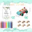 WinnerWhy Baby Shower Game Sign Kit Includes 32 Unfinished Wooden Car Blocks, 12 Markers, and a Prize Decoration Sign for Baby Shower(Leaf)