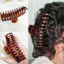5.5 Inches Extra Large Hair Clips for Long Thick Hair Women’s Jumbo Hair Claw Clips 2 Counts in Set Hair Accessories (light leopard and coffee leopard)