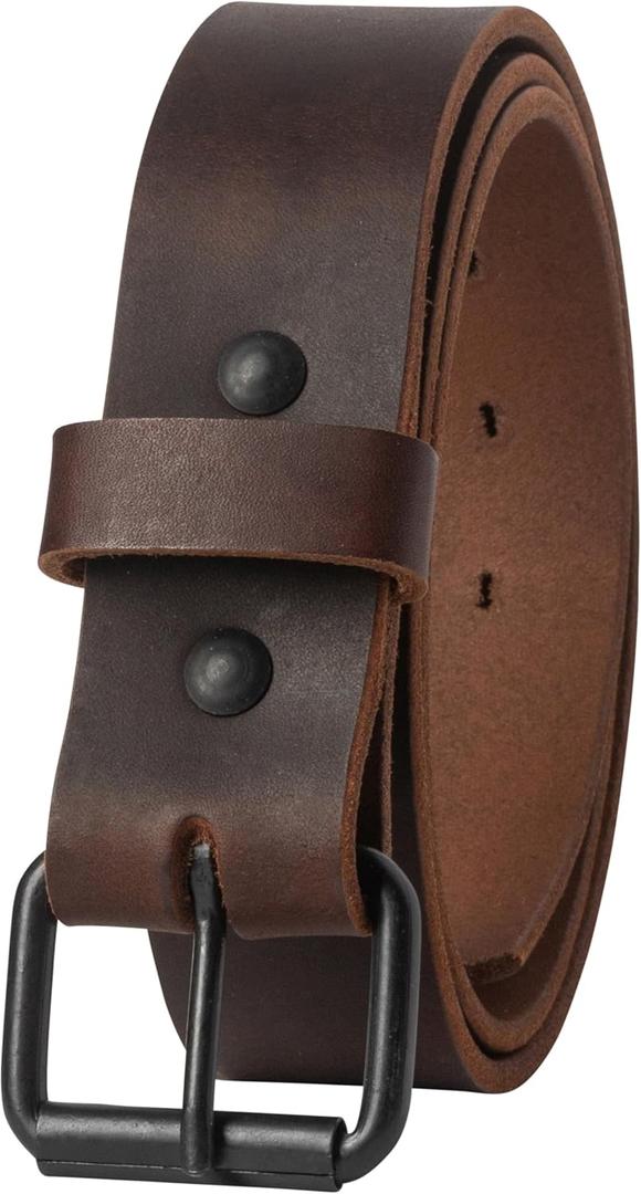 American Made Leather Belts for Men | Men's Leather Belt | Made in the USA Mens Belt (Pant Size 32 (Belt Size 34), Chocolate Brown | Black Roller Buckle)