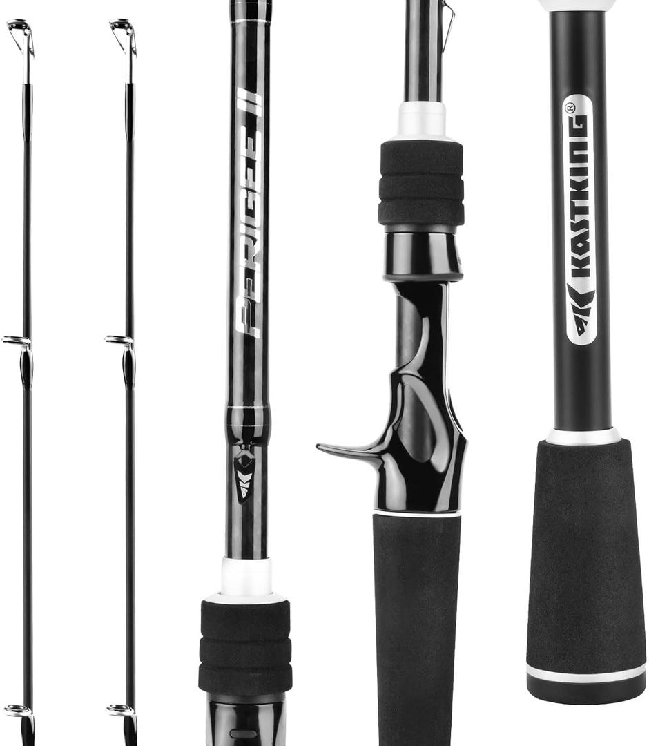 KastKing Perigee II Spinning & Casting Fishing Rods, Fuji O-Ring Line Guides, 24 Ton Carbon Fiber Casting and Spinning Rods - Two Pieces,Twin-Tip Rods and One Piece Rods